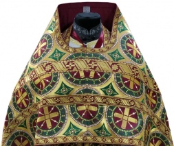 Priest Vestments Made of Greek Brocade, "Byzantium" Fabric with Greek Sewn Galloon
