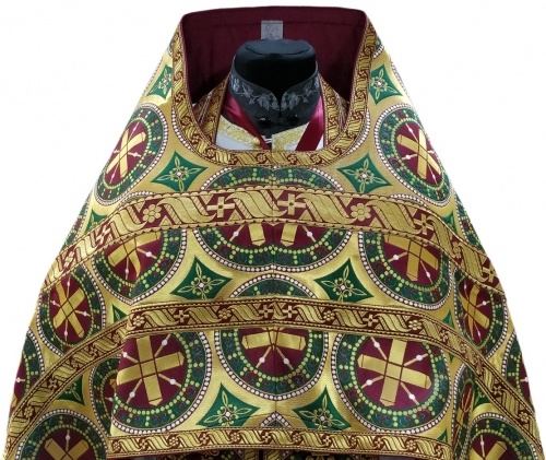 Priest Vestments Made of Greek Brocade, "Byzantium" Fabric with Greek Sewn Galloon