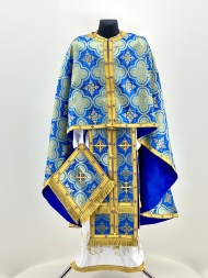 Priest Vestments Greek Style, Brocade Fabric, with Sewn Galloon