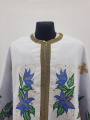 Priest Vestment, Greek Style, Embroidered Gabardine with Sewn Galloon, with Embroidered Icon of the Theotokos