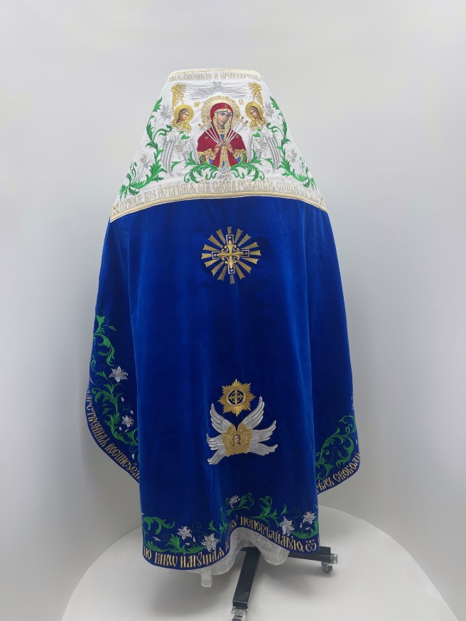 Combined Priest Vestment Embroidered on Velvet with Embroidered Icons, Lily Embroidery