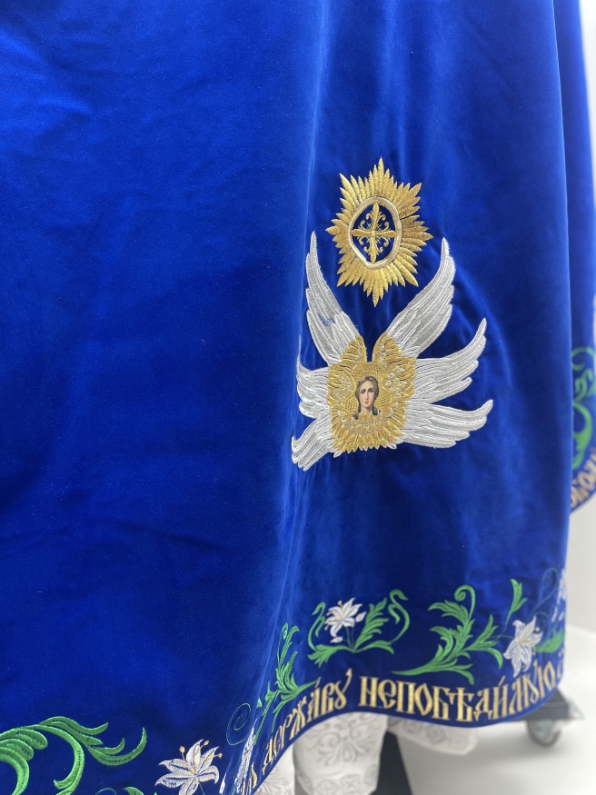 Combined Priest Vestment Embroidered on Velvet with Embroidered Icons, Lily Embroidery