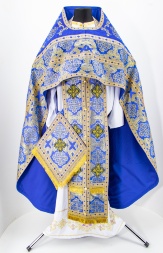 Priest Vestments Combined Brocade "Ornament" with Embroidered Epitrachelion, Embroidery "Circle"