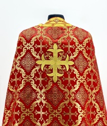 Priest Vestments Greek Style, Brocade Fabric, with Sewn Galloon