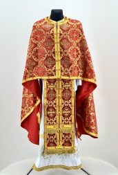 Priest Vestments Greek Style, Brocade Fabric, with Sewn Galloon