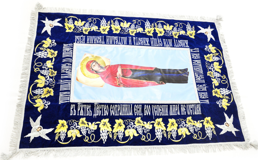 Shroud of the Theotokos on velvet (Angels, silver) (grape embroidery)