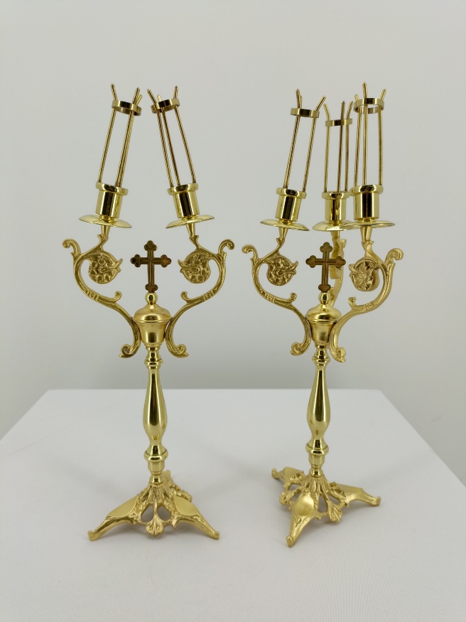 Dikirion–Trikirion, gilded, height 41cm, width 14.5cm