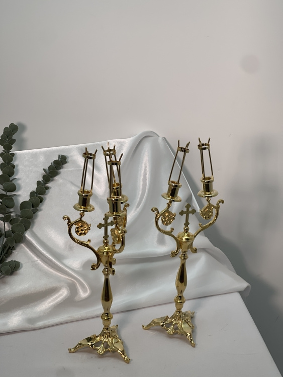 Dikirion–Trikirion, gilded, height 41cm, width 14.5cm