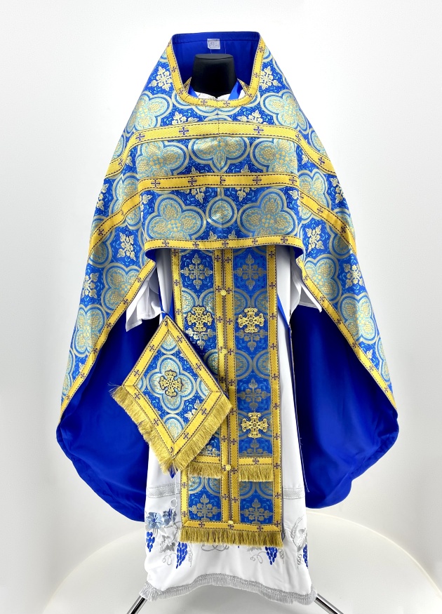 Priest Vestments, Turkish Brocade with Sewn Galloon
