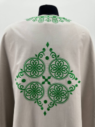 Priest Vestments, Greek Style, Embroidered on Linen-Gabardine with Sewn Galloon, Embroidery "Antique"