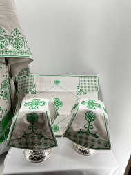 Priest Vestments, Greek Style, Embroidered on Linen-Gabardine with Sewn Galloon, Embroidery "Antique"