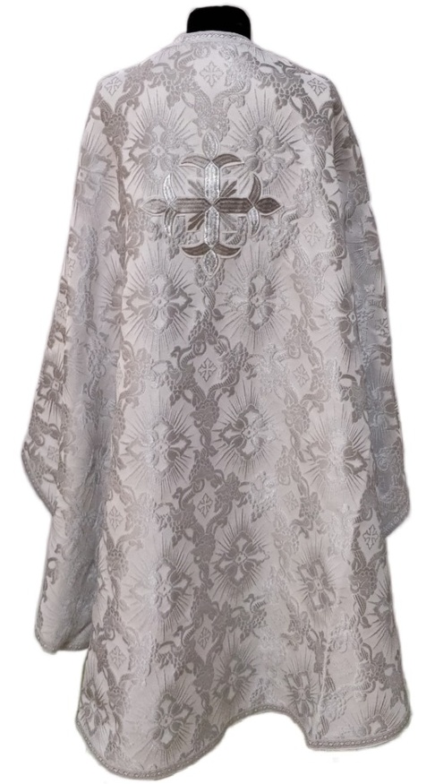 Priest Vestments Greek Cut, Brocade Fabric "Solar Cross" with Sewn Galloon