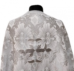 Priest Vestments Greek Cut, Brocade Fabric "Solar Cross" with Sewn Galloon