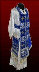Priest Vestments, Embroidered on Velvet, "Rose" Embroidery with Embroidered Galloon