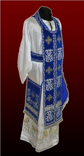 Priest Vestments, Embroidered on Velvet, "Rose" Embroidery with Embroidered Galloon