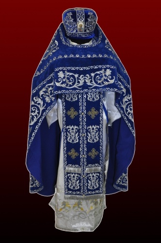 Priest Vestments, Embroidered on Velvet, "Rose" Embroidery with Embroidered Galloon