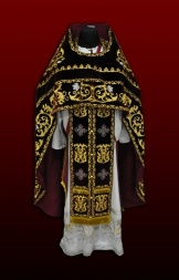 Priest Vestments, Embroidered on Velvet, "Rose" Embroidery with Embroidered Galloon