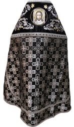 Priest Vestments Combined from Brocade "Greek Cross" with Embroidered Epitrachelion, Embroidery "Rose"