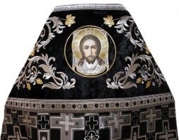 Priest Vestments Combined from Brocade "Greek Cross" with Embroidered Epitrachelion, Embroidery "Rose"