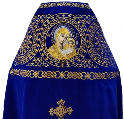 Priest Vestment, Embroidered on Velvet, Embroidery "Circle" with Embroidered Galloon