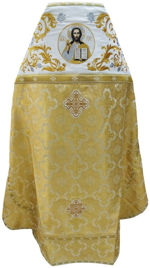 Priest Vestments Combined from Brocade "Sunflower" with Embroidered Epitrachelion, Embroidery "Rose"