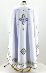 Priest Vestments, Greek Cut, Embroidered with French Cross Stitch on Gabardine with Embroidered Galloon