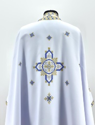 Priest Vestments, Greek Cut, Embroidered with French Cross Stitch on Gabardine with Embroidered Galloon