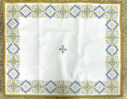 Priest Vestments, Greek Cut, Embroidered with French Cross Stitch on Gabardine with Embroidered Galloon