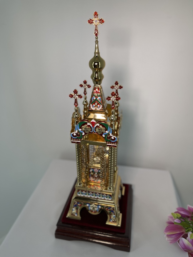 Tabernacle No. 2 (gold + enamel) dome 86×27 cm, tabernacle 60×17.5