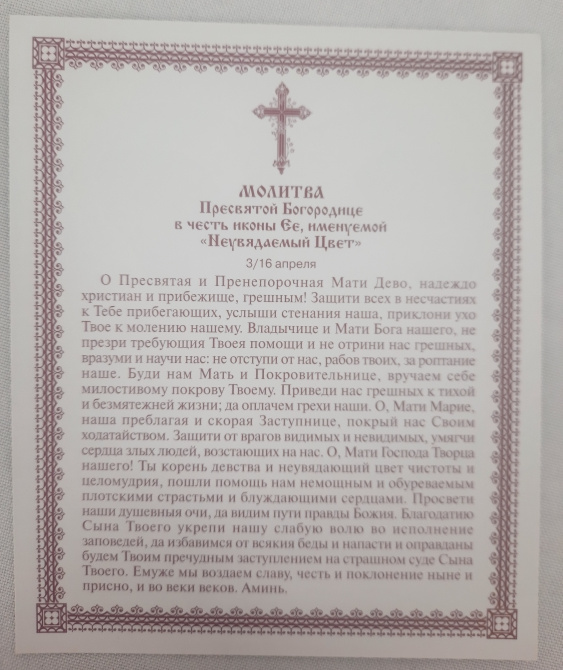 Icon of the Mother of God "Unfading Bloom" Z. F.