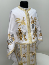 Priest’s Vestments of Greek Cut, Embroidered Gabardine with Sewn Galloon, "Grapevine" Embroidery