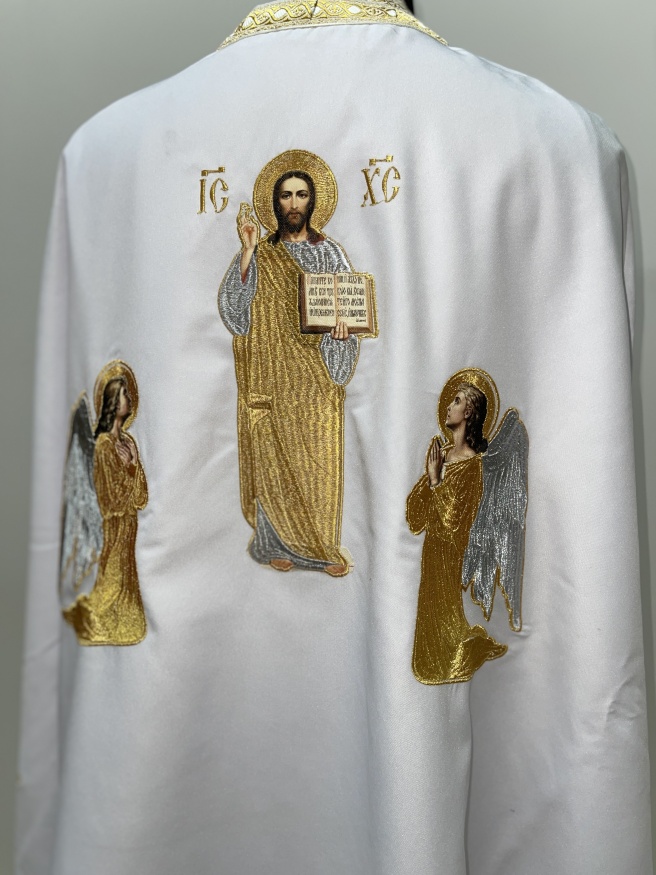 Priest’s Vestments of Greek Cut, Embroidered Gabardine with Sewn Galloon, "Grapevine" Embroidery