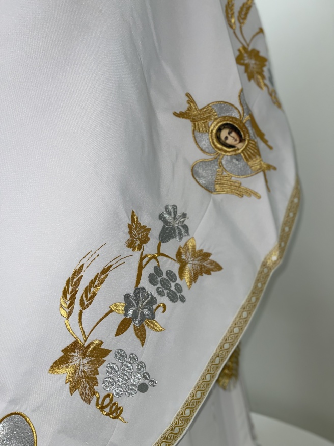 Priest’s Vestments of Greek Cut, Embroidered Gabardine with Sewn Galloon, "Grapevine" Embroidery