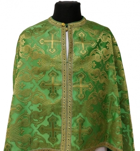 Priest Vestment, Greek Style, Brocade Fabric with Sewn Galloon