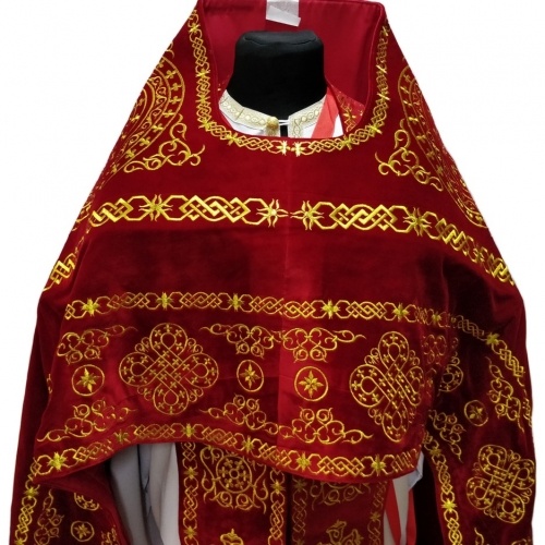Priest Vestments, Embroidered on Velvet, Embroidery "Circle" with Embroidered Galloon
