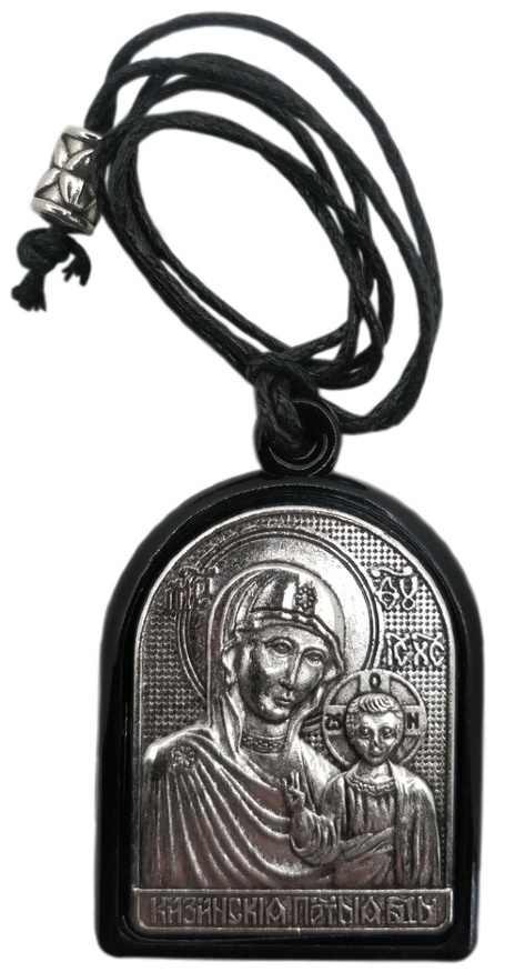 Pendant "Kazan Icon of the Mother of God and the Savior" (metal + wood)