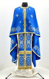 Priest Vestments, Greek Style, Embroidered with French Cross Stitch on Gabardine with Sewn-on Galloon