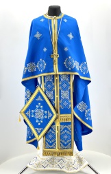 Priest Vestments, Greek Style, Embroidered with French Cross Stitch on Gabardine with Sewn-on Galloon