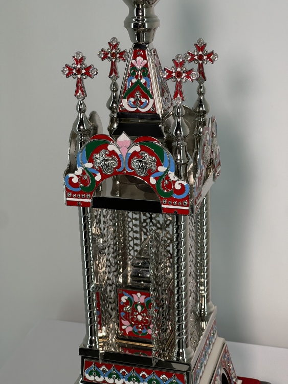 Tabernacle No. 2 (nickel + enamel) dome 86×27 cm, tabernacle 60×17.5