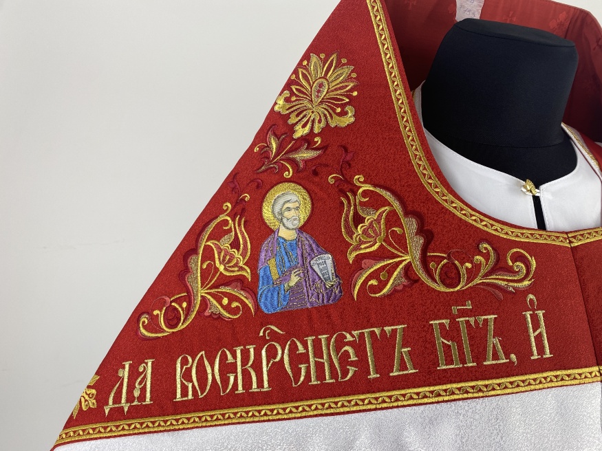 Combined Priest Vestment Embroidered on Brocade with Embroidered Icons, Embroidery "Paschal"
