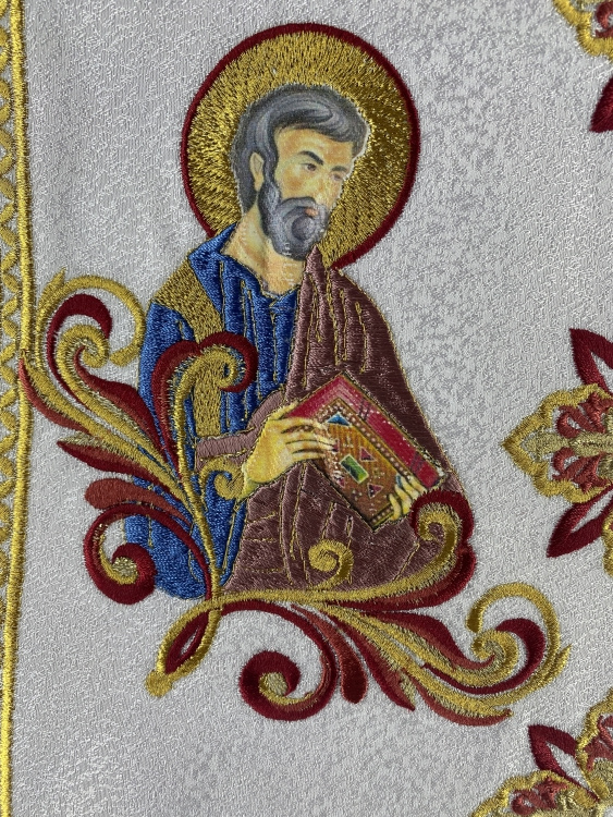 Combined Priest Vestment Embroidered on Brocade with Embroidered Icons, Embroidery "Paschal"