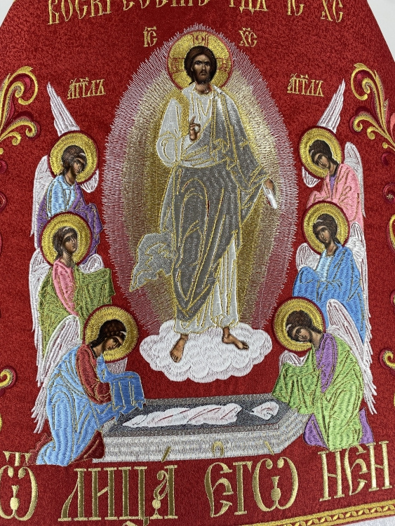 Combined Priest Vestment Embroidered on Brocade with Embroidered Icons, Embroidery "Paschal"