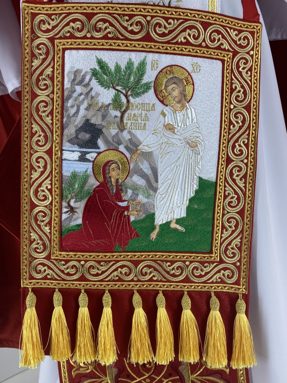 Combined Priest Vestment Embroidered on Brocade with Embroidered Icons, Embroidery "Paschal"