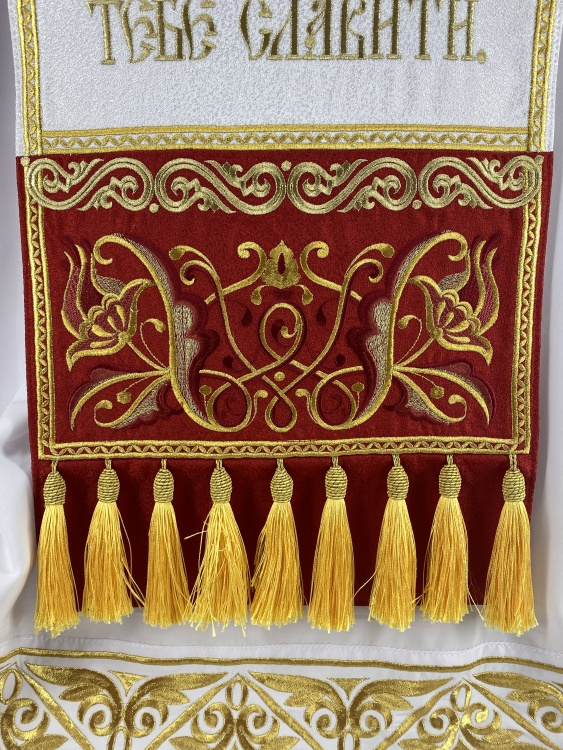 Combined Priest Vestment Embroidered on Brocade with Embroidered Icons, Embroidery "Paschal"