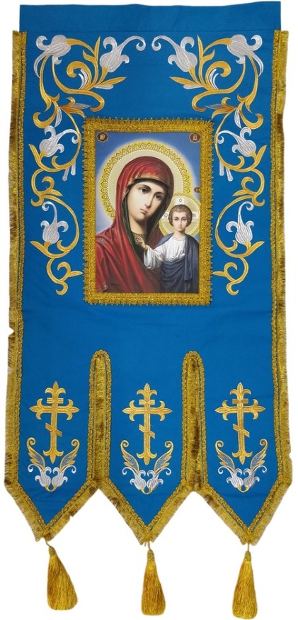 Embroidered processional banners, pair, lily, sew-on banner