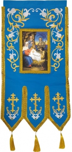 Embroidered processional banners, pair, lily, sew-on banner