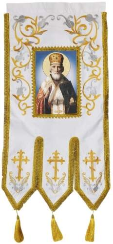 Embroidered processional banners, pair, lily, sew-on banner