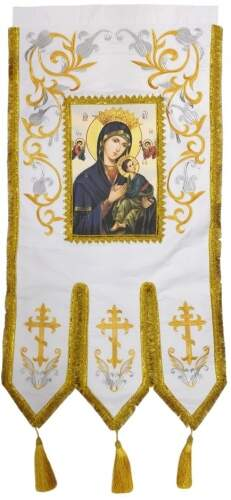 Embroidered processional banners, pair, lily, sew-on banner