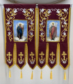 Embroidered processional banners, pair, lily, sew-on banner