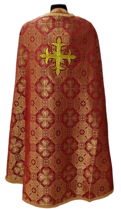 Priest Vestments Greek Style, Brocade Fabric with Sewn Galloon